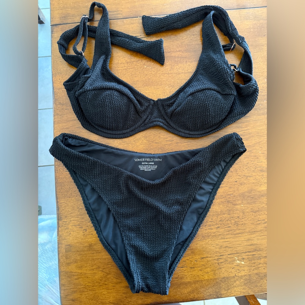 Somerfield Swim Black Textured Bikini BOTTOM ONLY